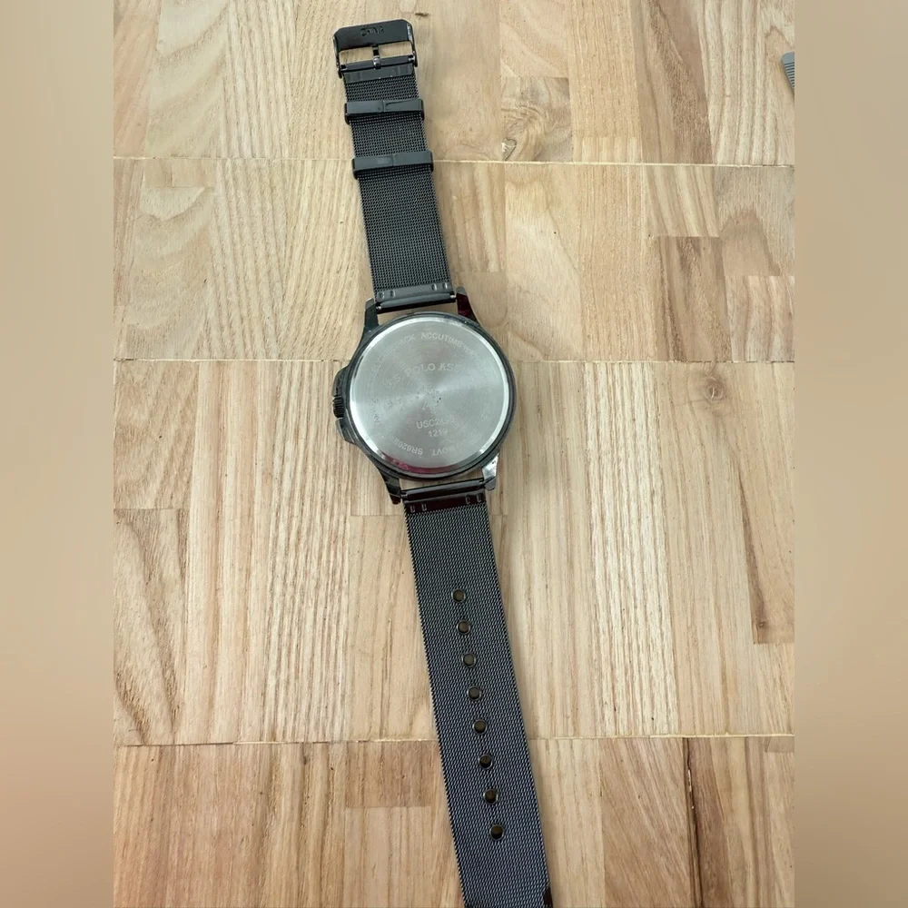 U.S. polo assoc. mens gunmetal gray diamond watch NEW BATTERY